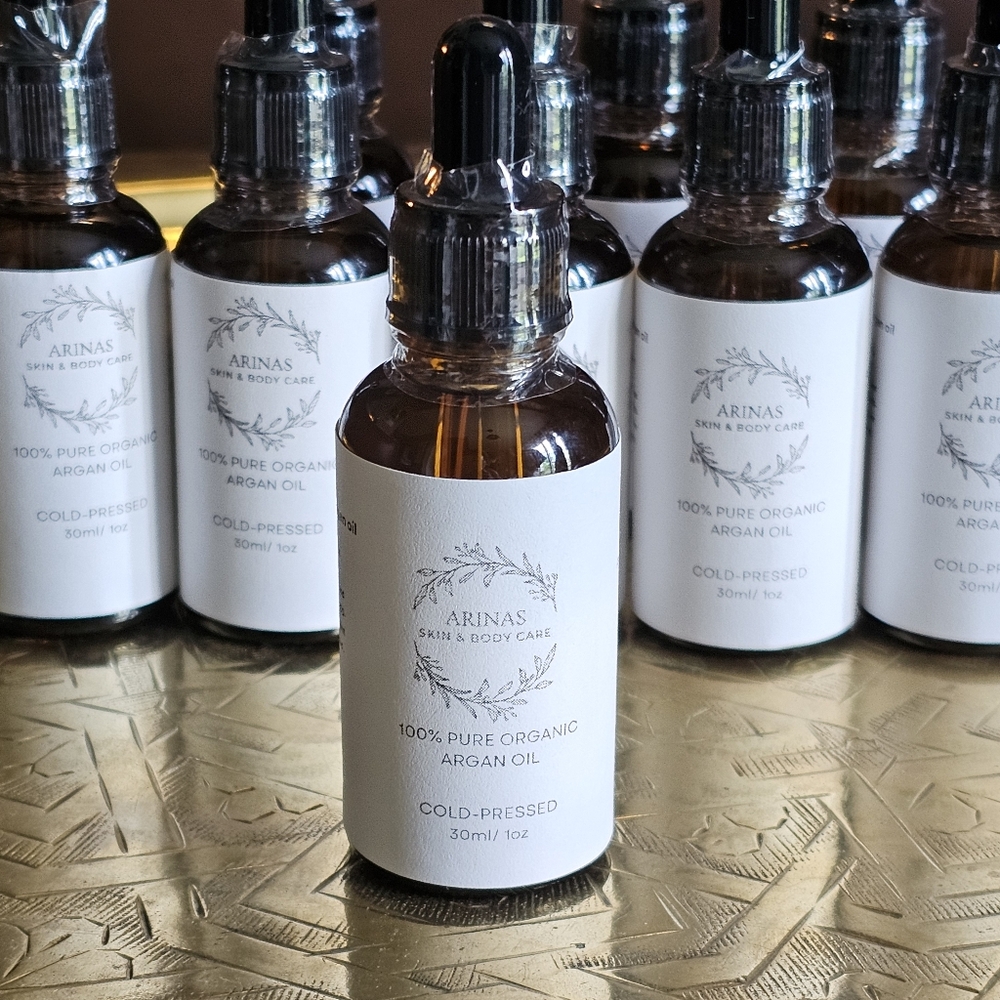 Arinas 100% Organic Pure Moroccan Argan Oil  30ml Bottle Dropper Cold Extracted
